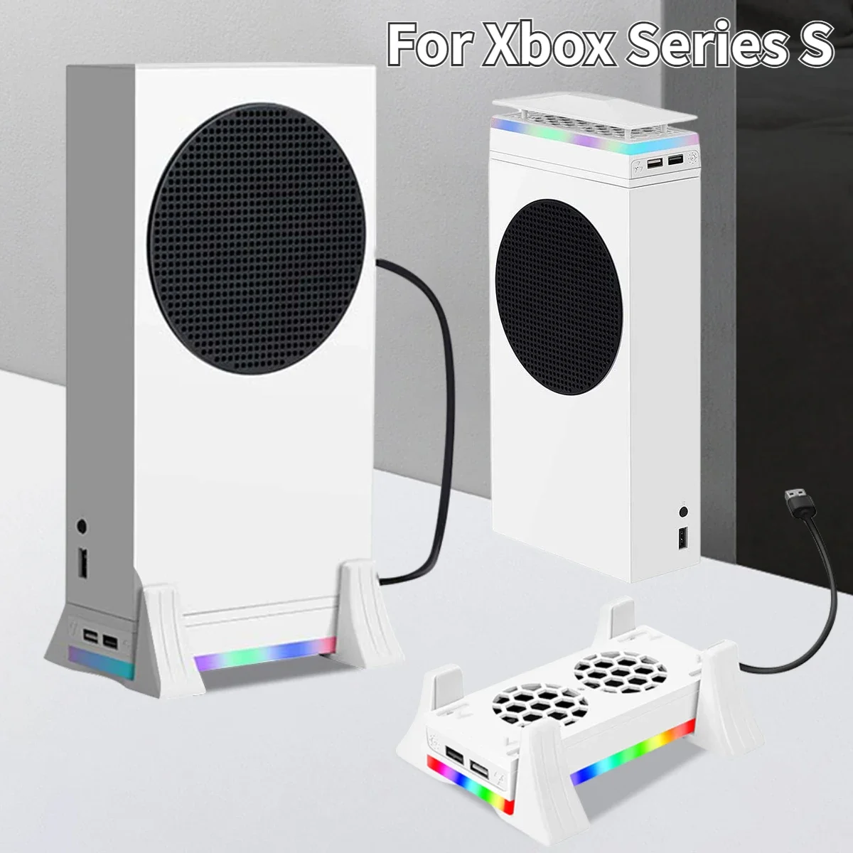 

Вертикальная подставка для xbox с 2 охлаждающими вентиляторами серии S, 3-скоростной кулер для игровой консоли Xbox серии S с 2 USB-портами