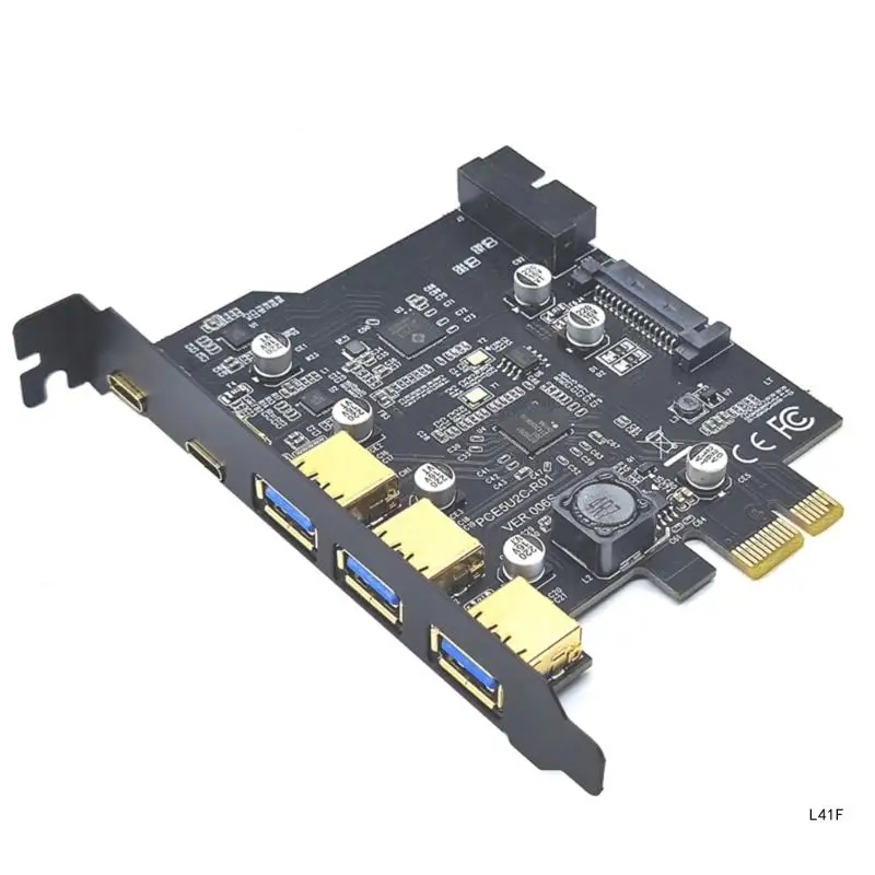 Next-Gen Type-C USB 3.2 Gen1 PCI-E Board with 5-Port Hub and Internal Connector Expand Your PC Capabilities