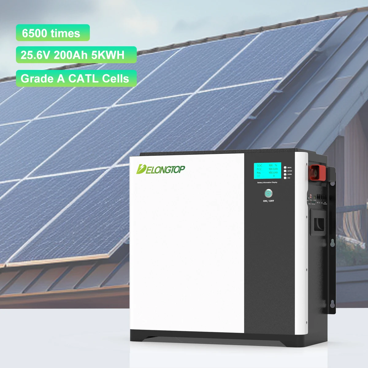 Home Energy Solar Storage 25.6V 200ah Powerwall 24v system Rechargeable lifepo4 battery Wall Mounted lithium battery