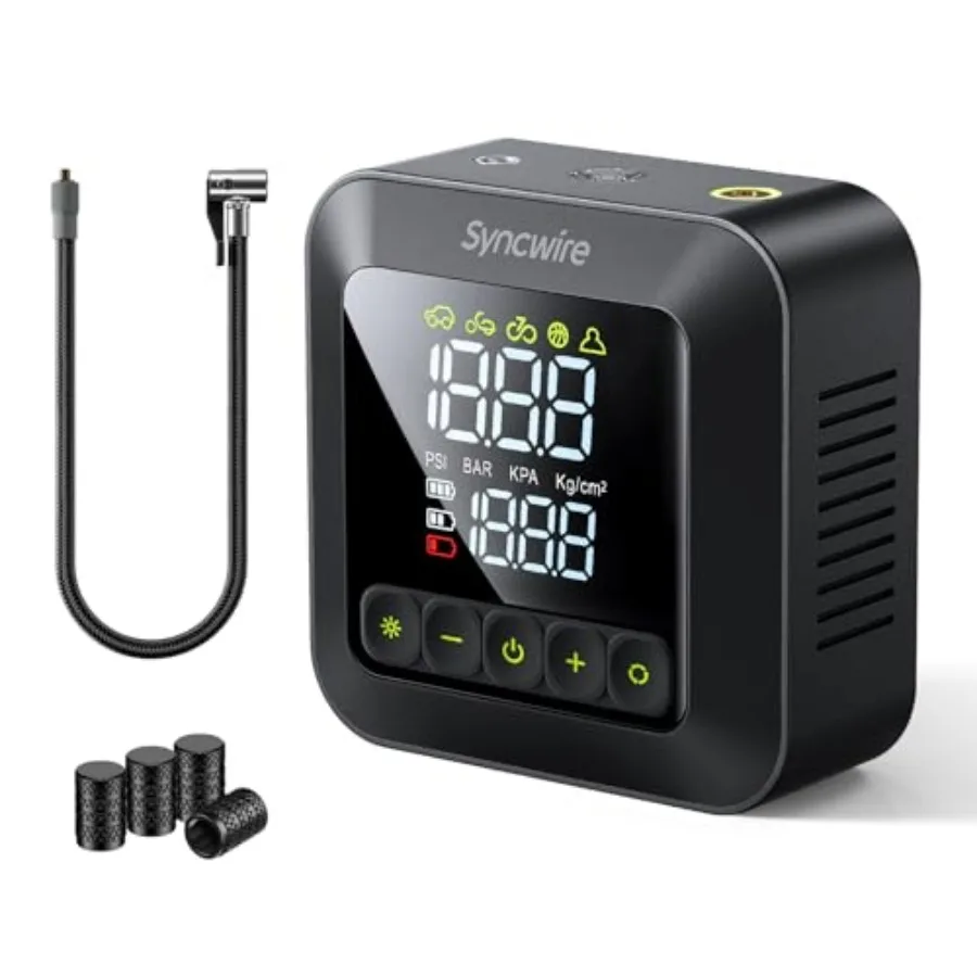 

Tire Inflator Portable Air Compressor 150PSI Air Pump for Car Tires [3X Faster] Inflation Electric Smart Tire Pump with Extra-L