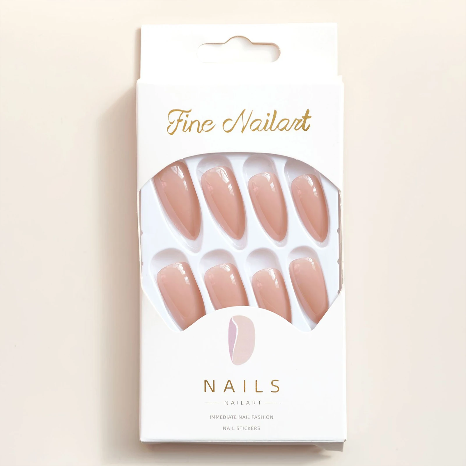 Glossy Beige Translucent False Nails No Stimulation Press-on Artificial Nails for Professional Salon Supply