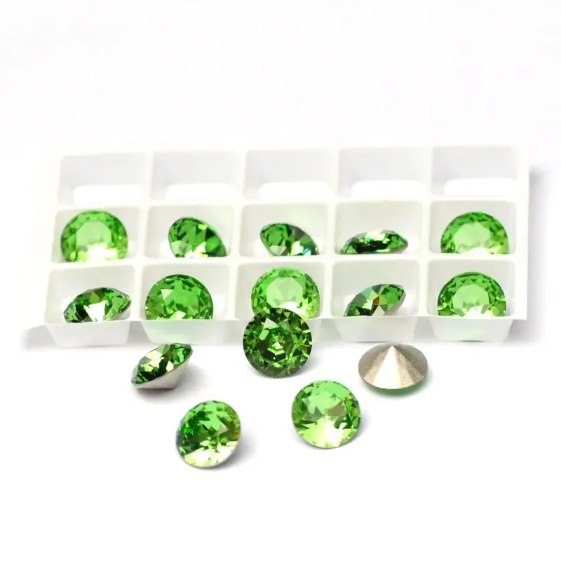 

Peridot Brilliant Cut K9 Fancy Strass Crystal Round Shiny Popular Nail Charms Decoration Rhinestone for Nail Art Accessories