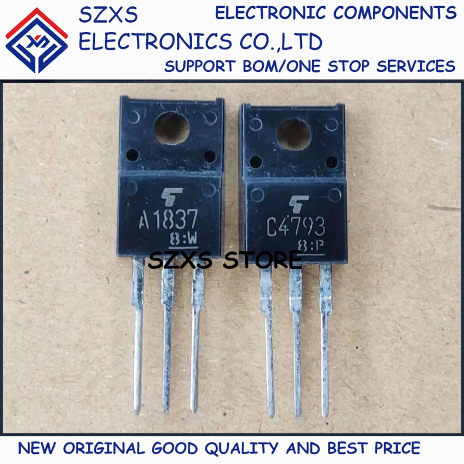 

New Original 10Pairs 2SA1837 A1837 + 2SC4793 C4793 TO-220F Audio Amplifier Transistor In Stock Electronic Component Good Quality