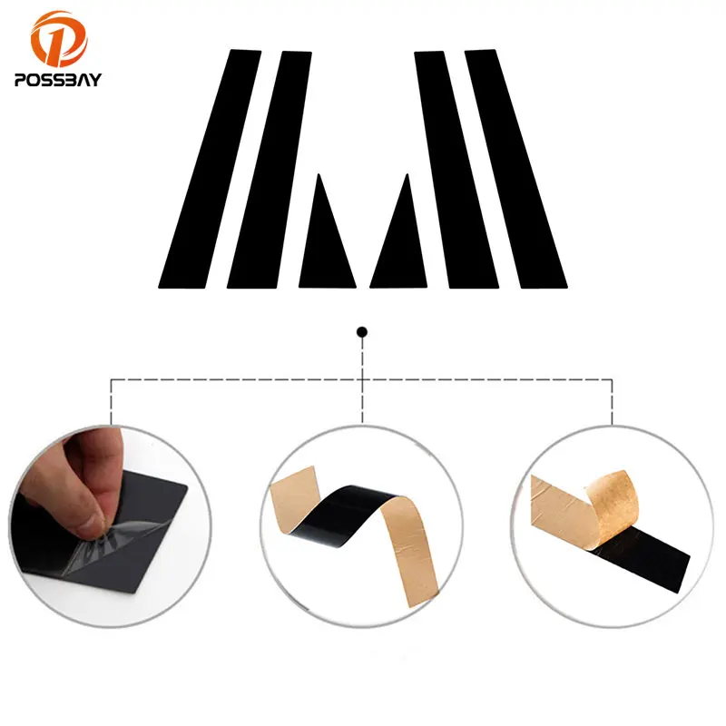 Possbay Car Pillar Posts Door Window Trim Cover Kits for Audi Q5 8R 2009 2010-2012 2013 2014 2015 2016 2017 BC Column Sticker - view 6