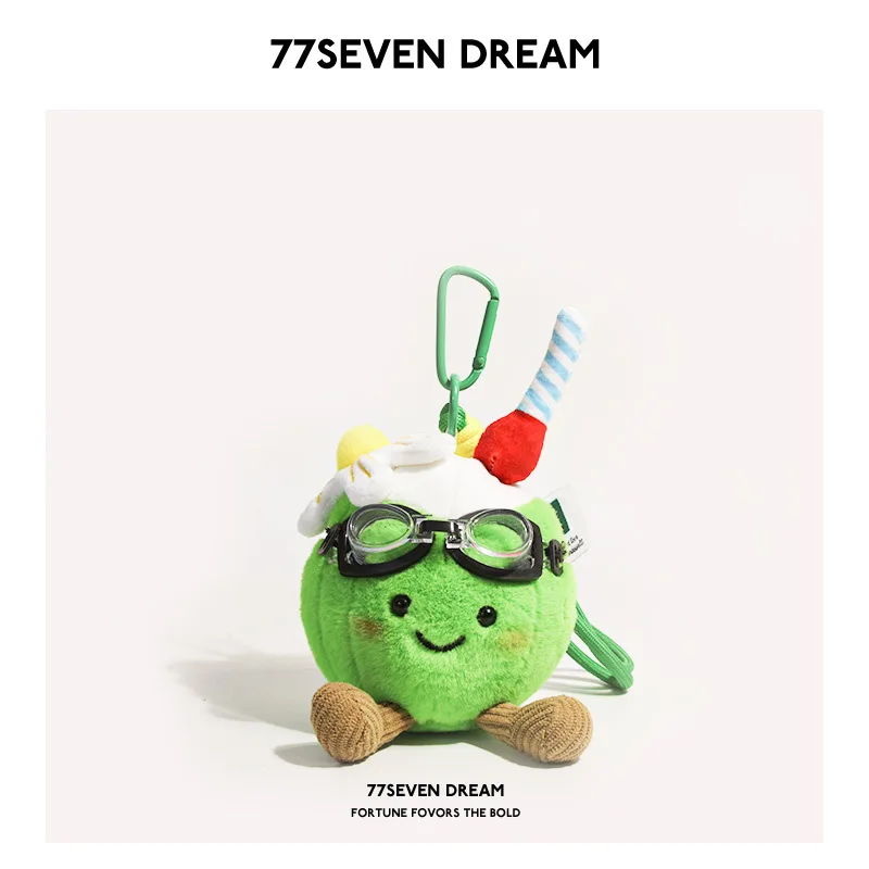 Lindo llavero de peluche de coco estilo limonada, colgante para bolso, adorno para cartera, muñeco adorable, juguete, regalo coleccionable con cordón