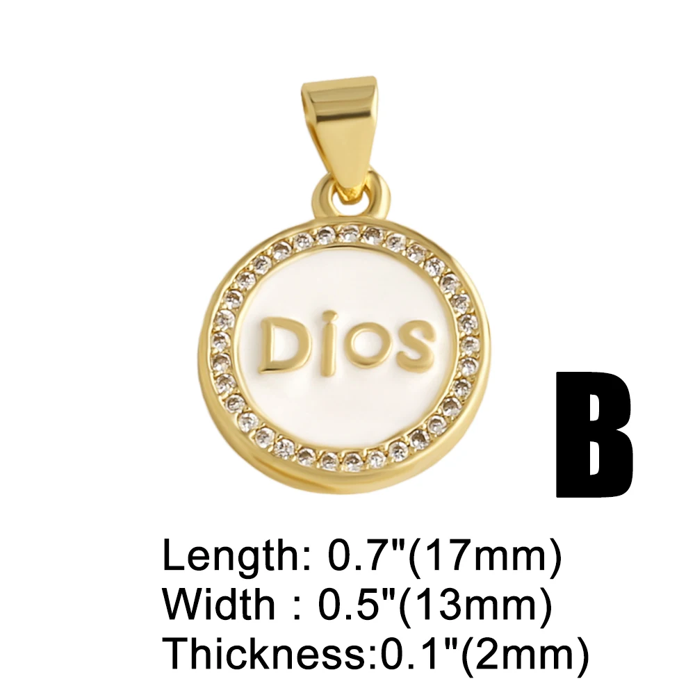 OCESRIO Dios Letter Pendant Copper Gold Plated Enamel Faith Charms for DIY Catholic Bracelet Jewelry Making Supplies chma651 view 6