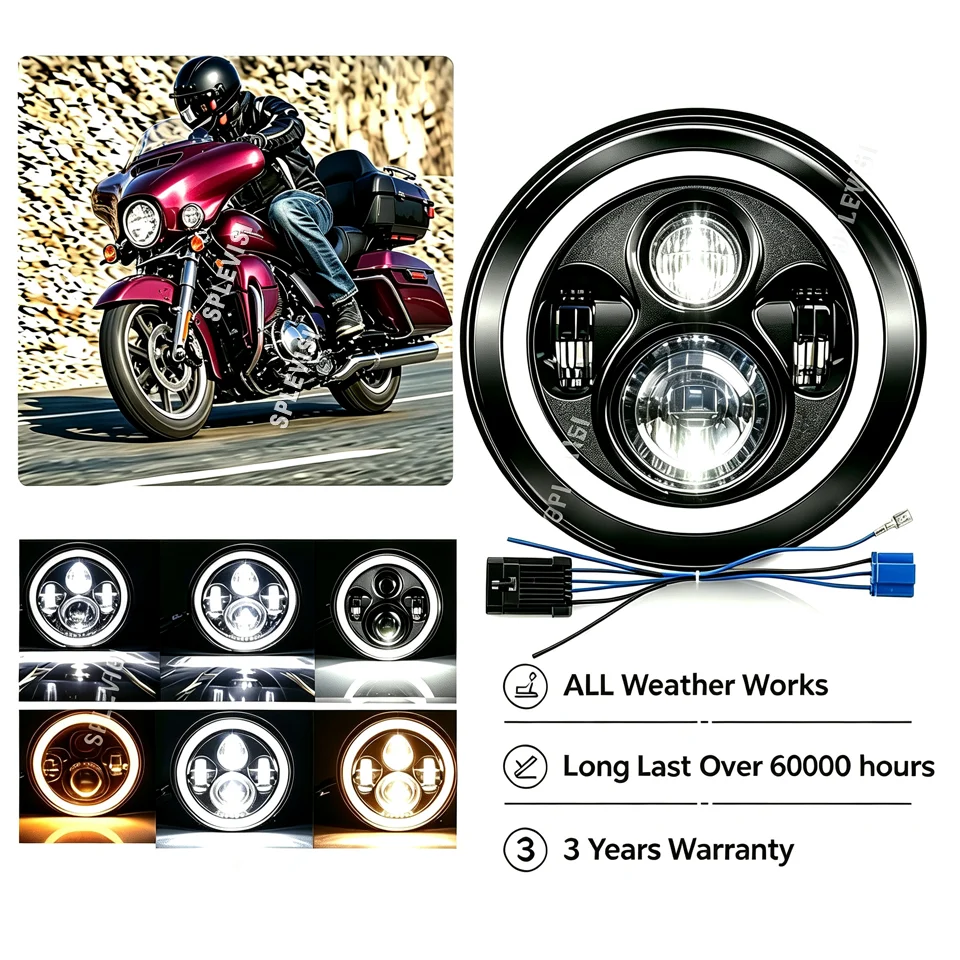 1 Set 7" inch 100W Motorcycle LED Headlight 12v Fit For Harley Davidson Street Glide Special FLHXS FLHX  led para moto