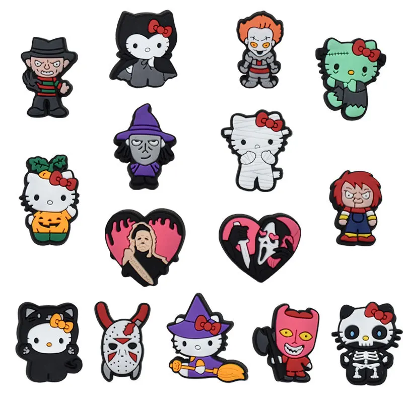 Pojedyncza wyprzedaż Halloween Mickey Hello Kitty PVC wisiorki akcesoria ozdobne klamry klasyczne opaski do zapchania