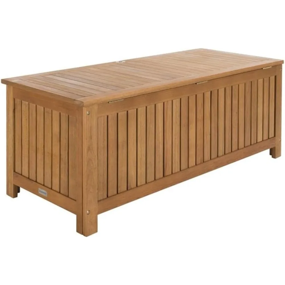 

Outdoor Patio Teak Storage Deck Box with 47.63 Cushion - SAFAVIEH Collection