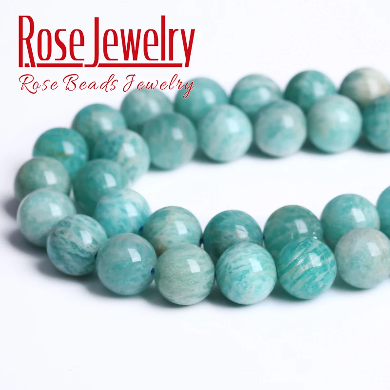 AAAAA Natural Amazonite Gemstones Beads Round Loose Beads For Jewelry Making DIY Bracelet Necklace Accessories 4 6 8 10 12mm 15\