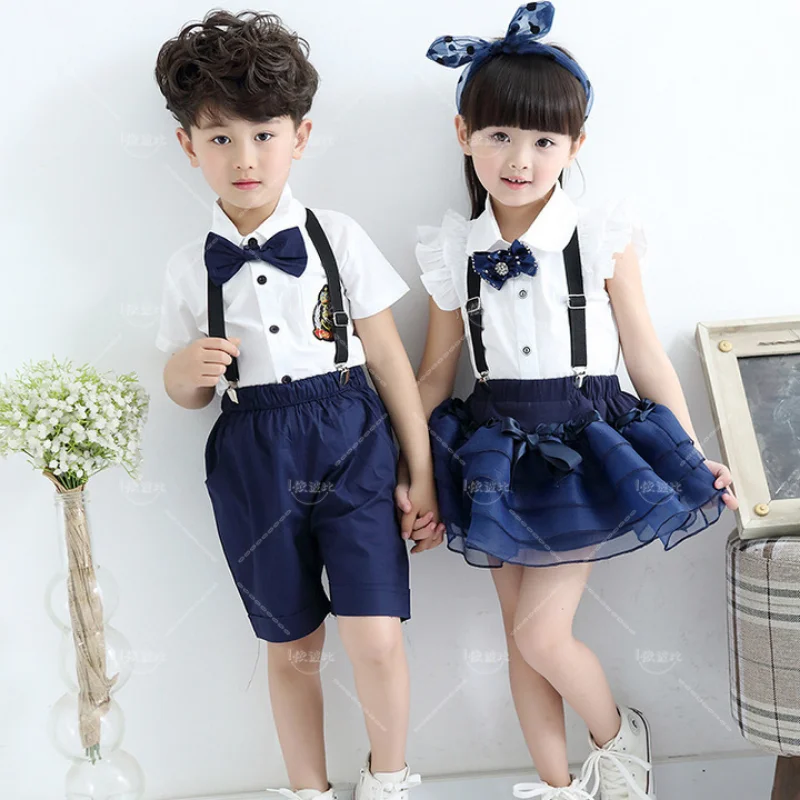 Xiaohe Style First Grade Dance Performance abbigliamento asilo coro abbigliamento classe ragazze cinturino gonna abbigliamento Performance