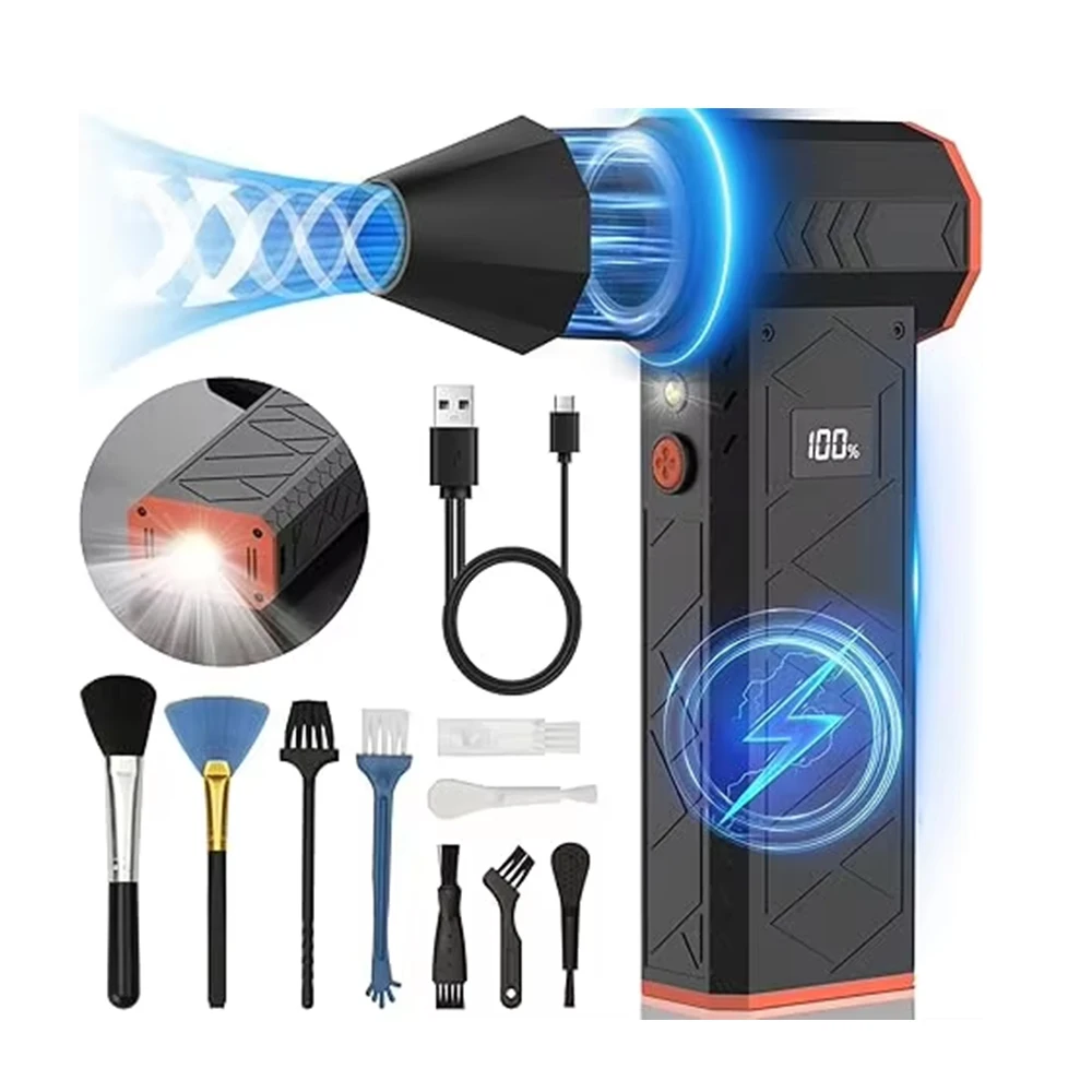 300000RPM Mini Turbo Jet Fan Fast Charging Strong Wind Brushless Air Blower Violent Fan for car/computer cleaning