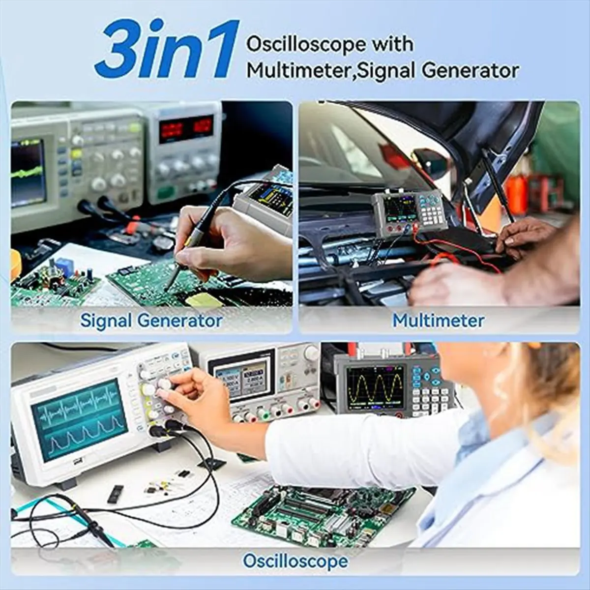 |NEWABAG|Portable 2-Channel Handheld Oscilloscope 120MHz Bandwidth 500MSa/S + Digital Multimeter Tester Auto Range