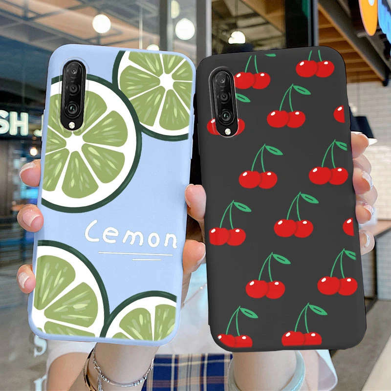 สําหรับHonor 9C Y7P Huawei Y6 Y6S Y9 Y7 Prime 8A 9 Plus P40 Lite E P30 Pro Huawei Mate 20 Lite 20 เชอร์รี่สตรอเบอร์รี่สีชมพูโทรศัพท์กรณี