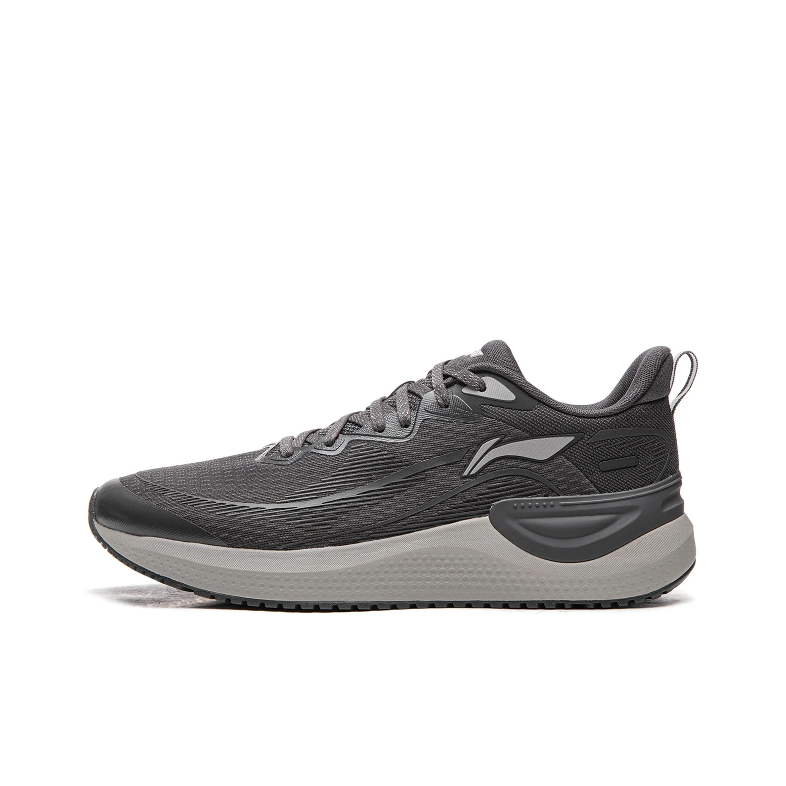 Li Ning Cushioning Slip Resistant Abrasion Resistant Low top Casual Running Shoes Men's Black Pine Gray ARSW105-1