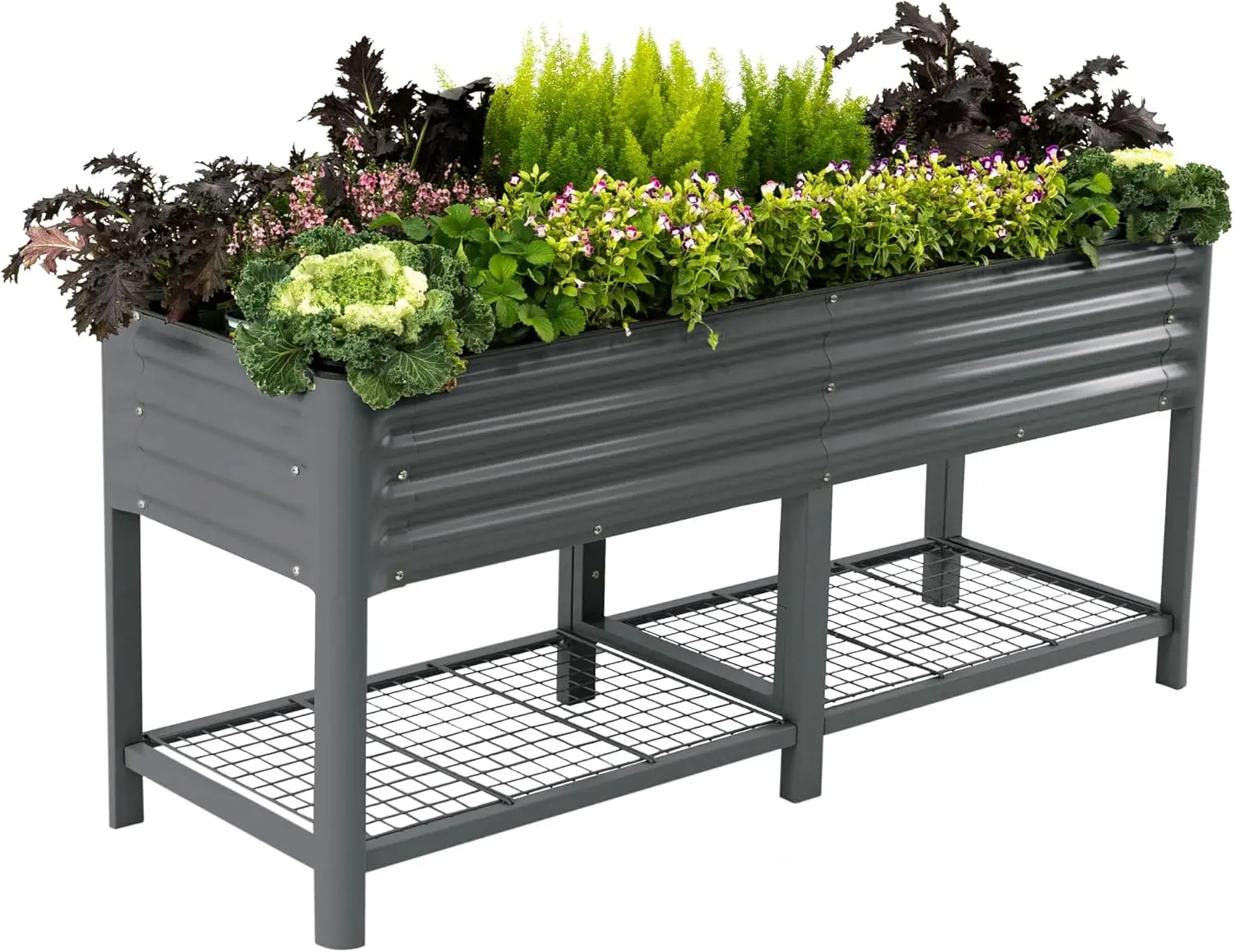 

Elevated Raised Garden Bed-V Series, 2' x 6' Garden Beds with Legs & Storage Rack for Patio Porch, 1000 Lbs Weight Capacity, Out