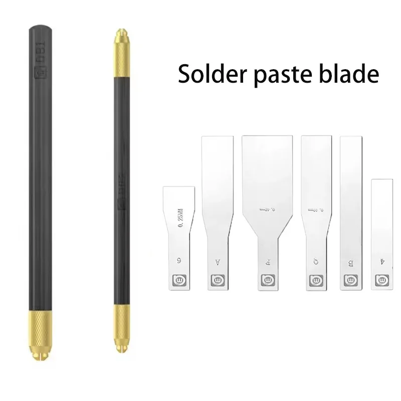 2Pcs/Set AMAOE solder paste blade knife Non-magnetic stainless steel BGA PCB Reballing Stencil scraper Tin paste Smudge tool