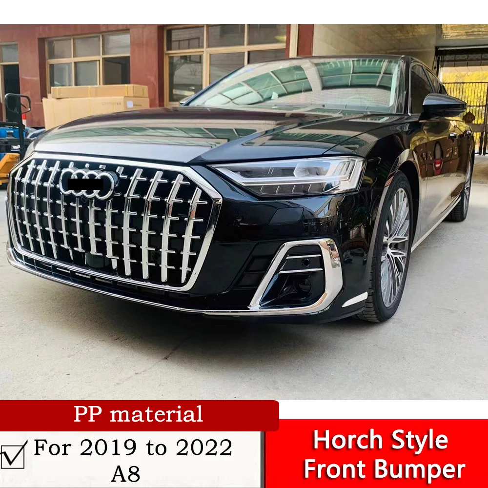 

D5 To 2023 Horch Style Front Bumper For 2019 to 2022 A8 Modification PP material D5/A8 to S8 Front Bumper With Grille