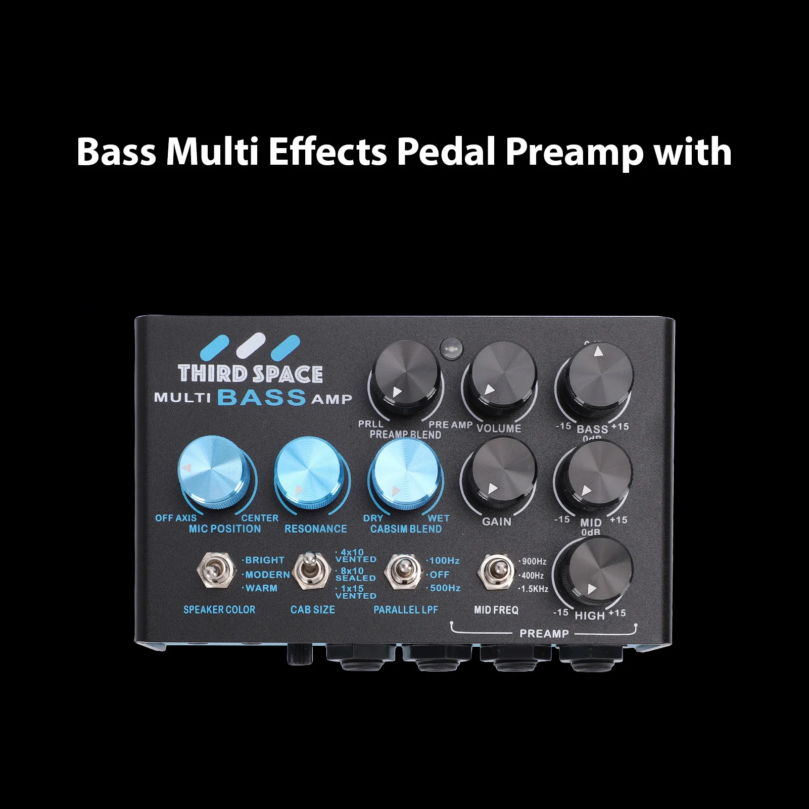 Bass Multi Effects Pedal Preamp with 3 Band EQ Parallel Signal Chain Cabinet Simulator Speaker Switch Dual FX Loops Bass Effects