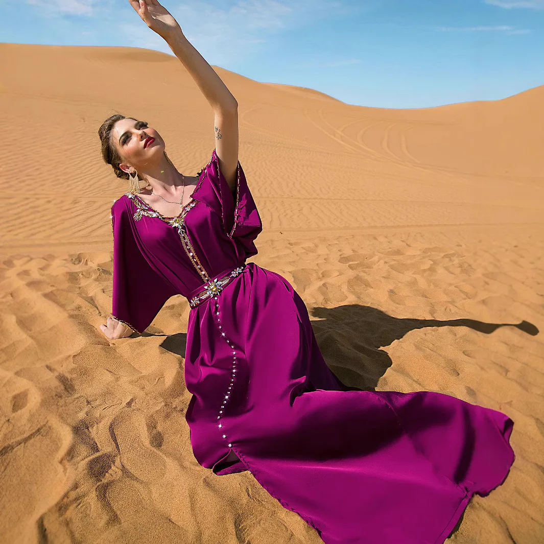 UNI élégant palais musulman femmes robe rétro palais Ramadan robe Longo dubaï Abaya turquie Islam longues robes de soirée Musulmane