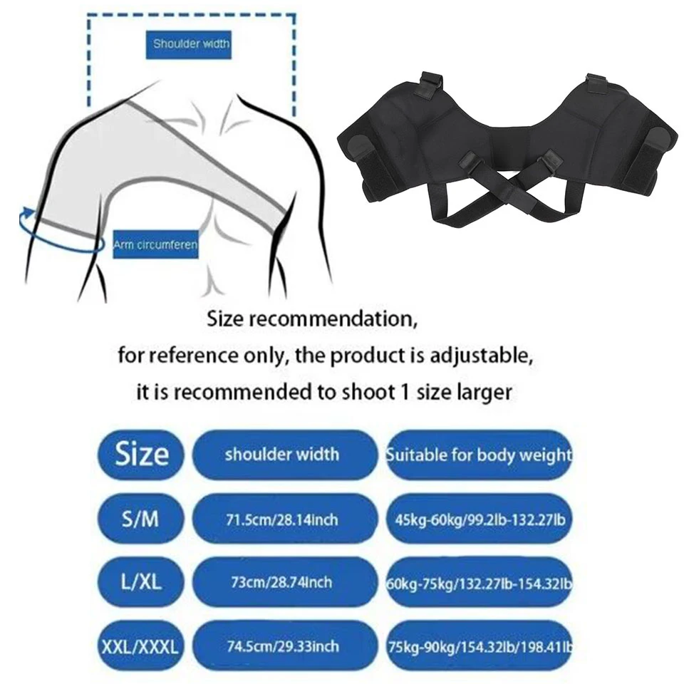 Double Shoulder Brace Wrap Neoprene Protector Compression Sleeve for Pain Relief & Recovery Adjustable Shoulders Support Strap