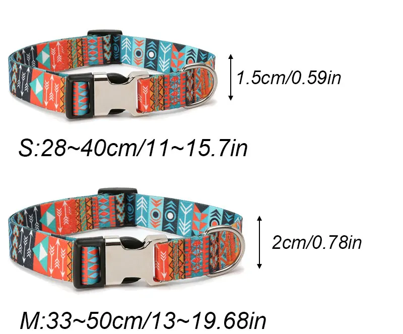 Waldmuster-Halsband für Haustiere, gestreift, aus Polyester, im nationalen Stil, verstellbares Nylon-Hundehalsband, personalisiert – Detail 2