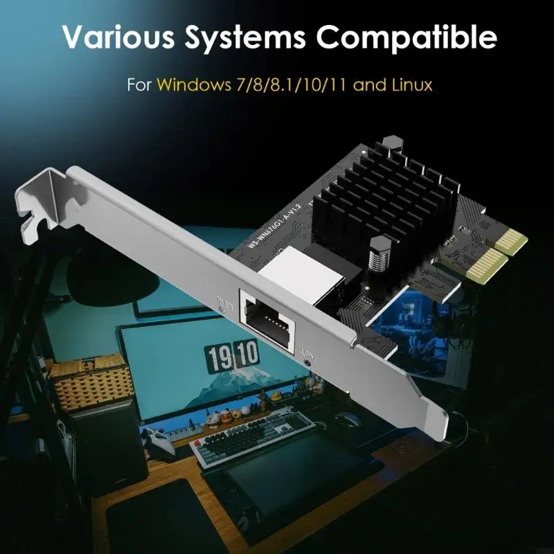 D5BB 2.5G thẻ mạng PCIe Gigabit Ethernet Bộ điều hợp mạng RJ45 hỗ trợ cho cửa sổ
