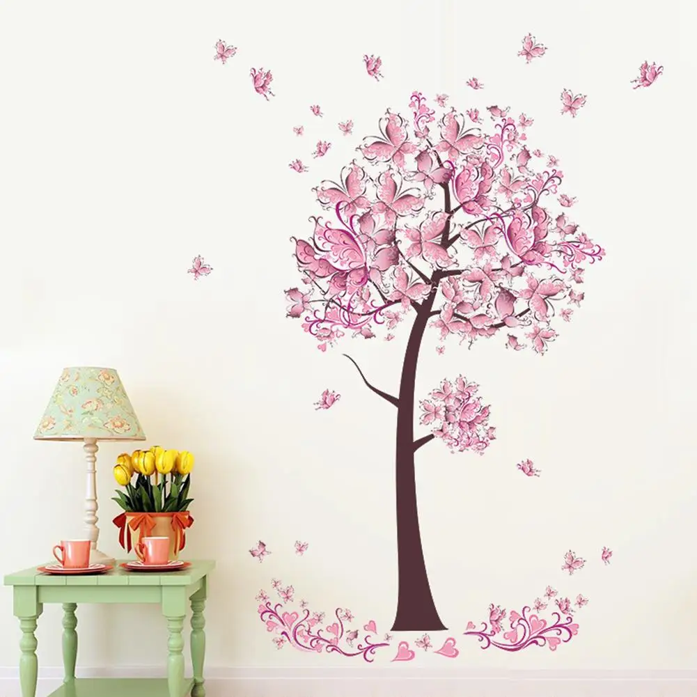 

【 Ready Stock 】 Removable Elegant Butterfly Flower Tree Wall Sticker Decal Room Decor Mural