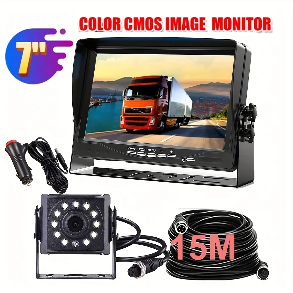 

Heavy Duty 17.78cm TFTMonitor HD Display Wired Backup Camera Kit Rear View Camera with 12IR LED for Cars & Trucks Parking