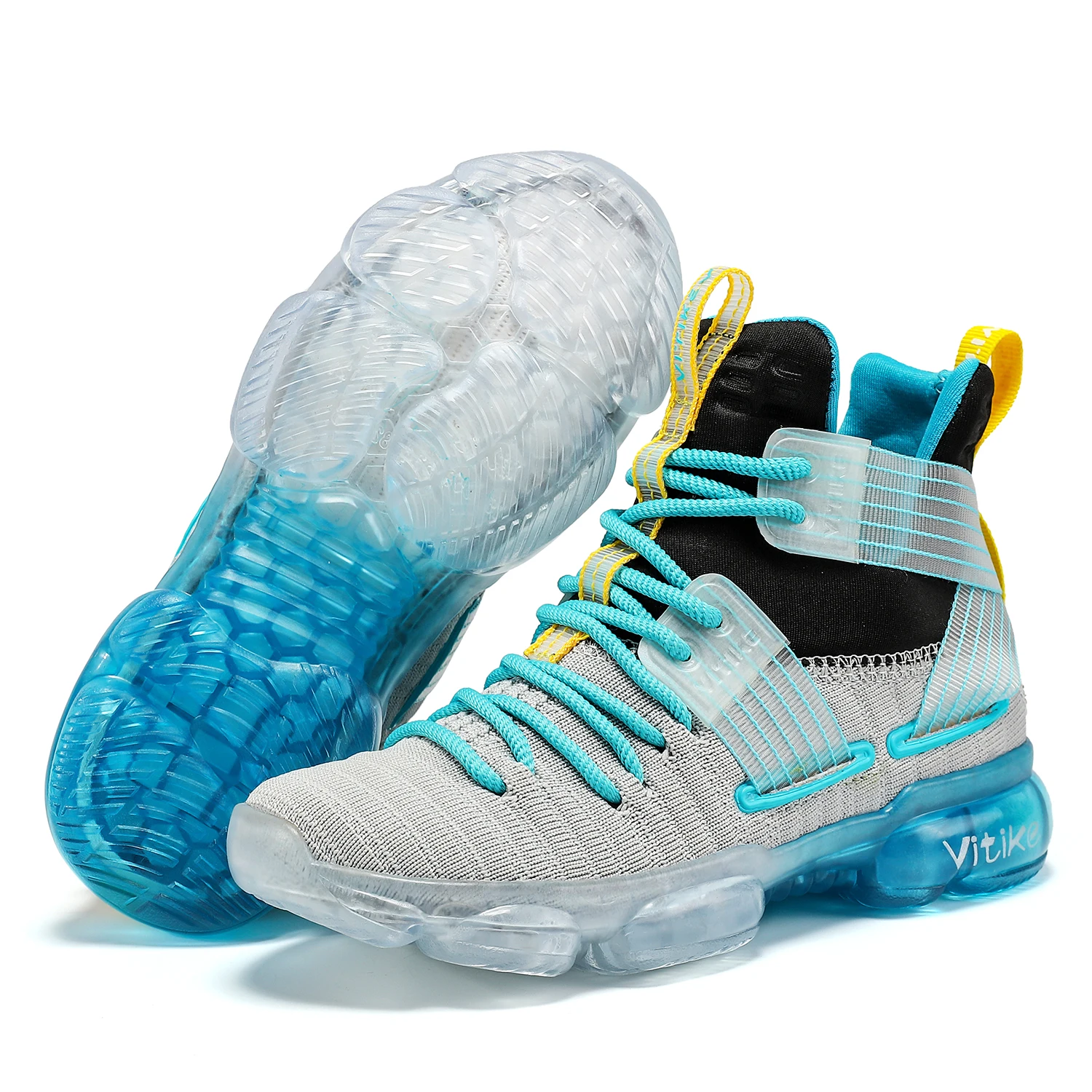 High-Top Kids Basketball Shoes Durable Lace-Up Non-Slip Sneakers Secure Sports Running Shoes for Little to Big Kids
