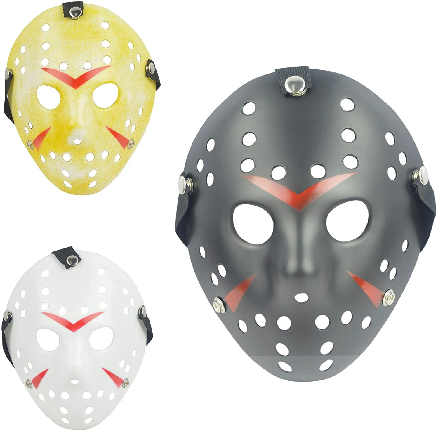 3Pcs Hockey Mask Costume Mask Prop for Cosplay Masquerade Party Halloween Decorations Dress Up