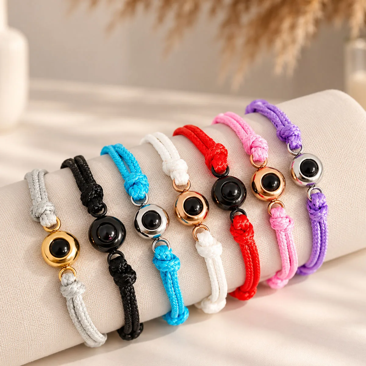 Braided Rope Projection Bracelet Custom Bracelet With Family Couple Pet Picture Inside Personalized Memorial Picture Jewelry