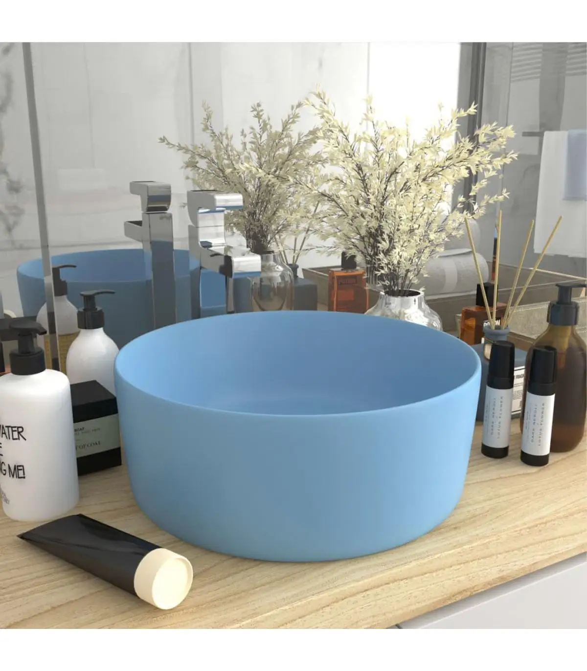 40x15 cm clear blue ceramic round luxury washbasin sinks