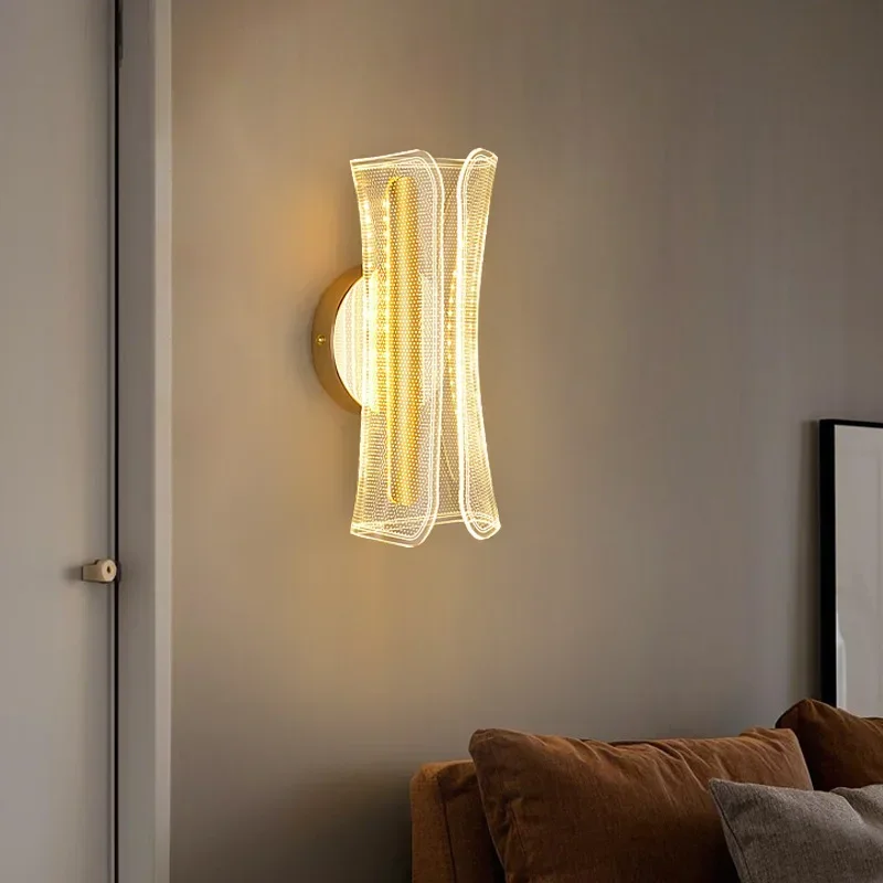 Industrial Vintage Luxury Indoor Acrylic Background LED Wall Lamps Creative Lustre Lights for Bedroom Home Decoration Chandelier