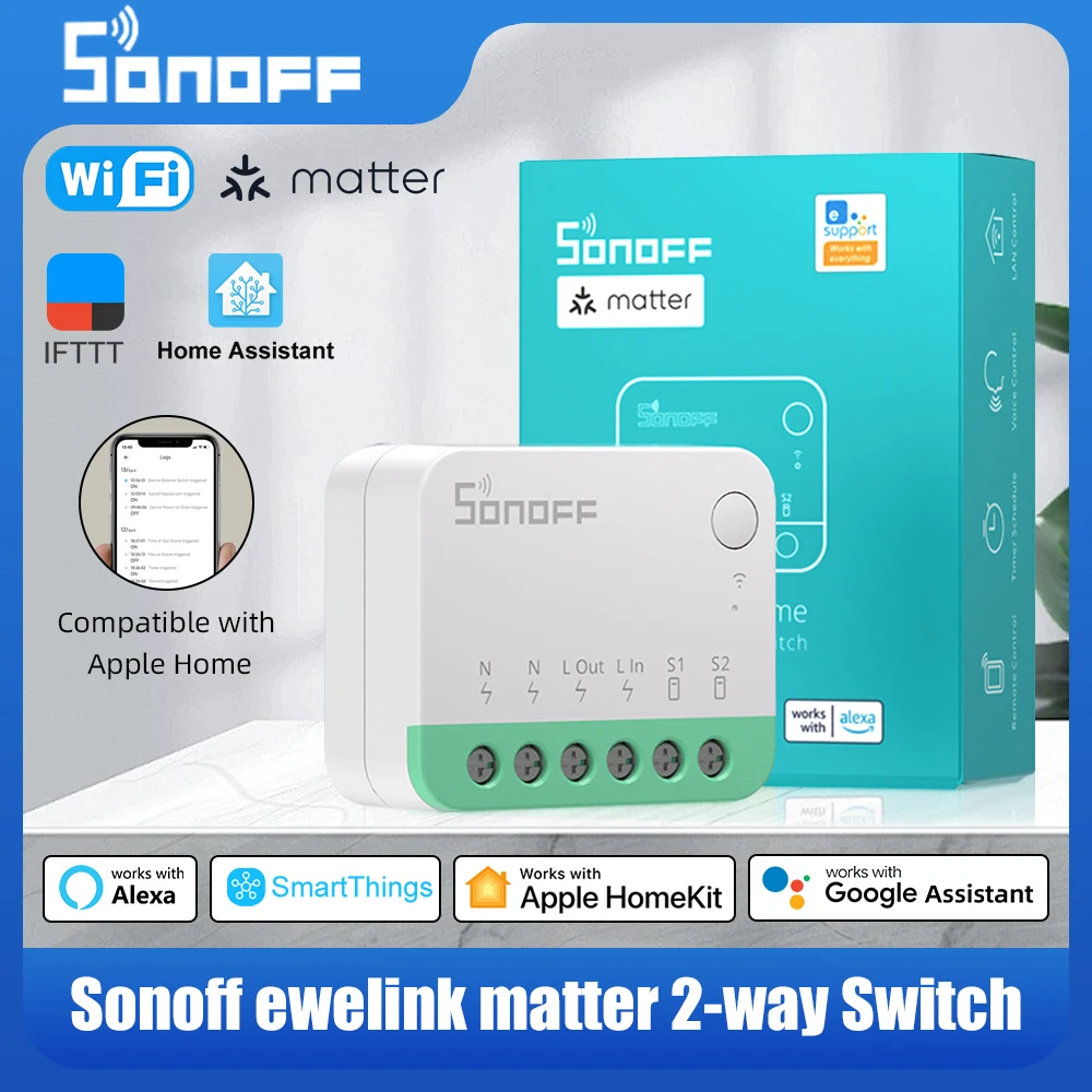 Sonoff minir4m wifi matéria interruptor inteligente suporte homekit/ewelink app conectar diretamente trabalho com alexa google assistente de casa siri