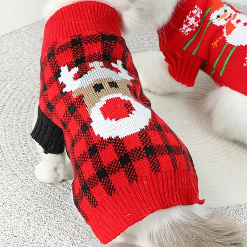 Maglione natalizio per cani Maglione natalizio caldo per cani Camicie per cani Pupazzo di neve Panno per cani lavorato a maglia Accessori per animali domestici traspiranti per cani di piccola taglia