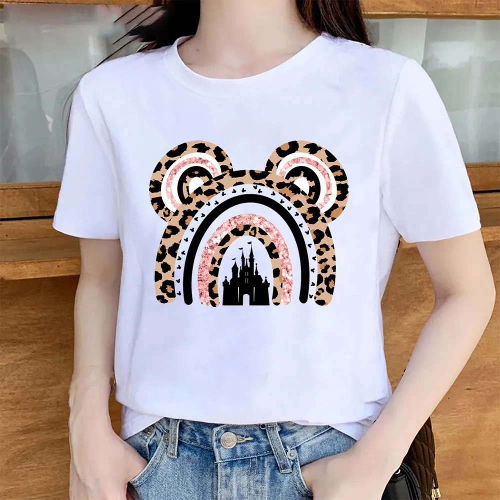 

Rainbow Leopard Print Design Animal Print Women's Crew-neck Short-sleeved Shirt Harajuku Aesthetic Graphic T Shirts