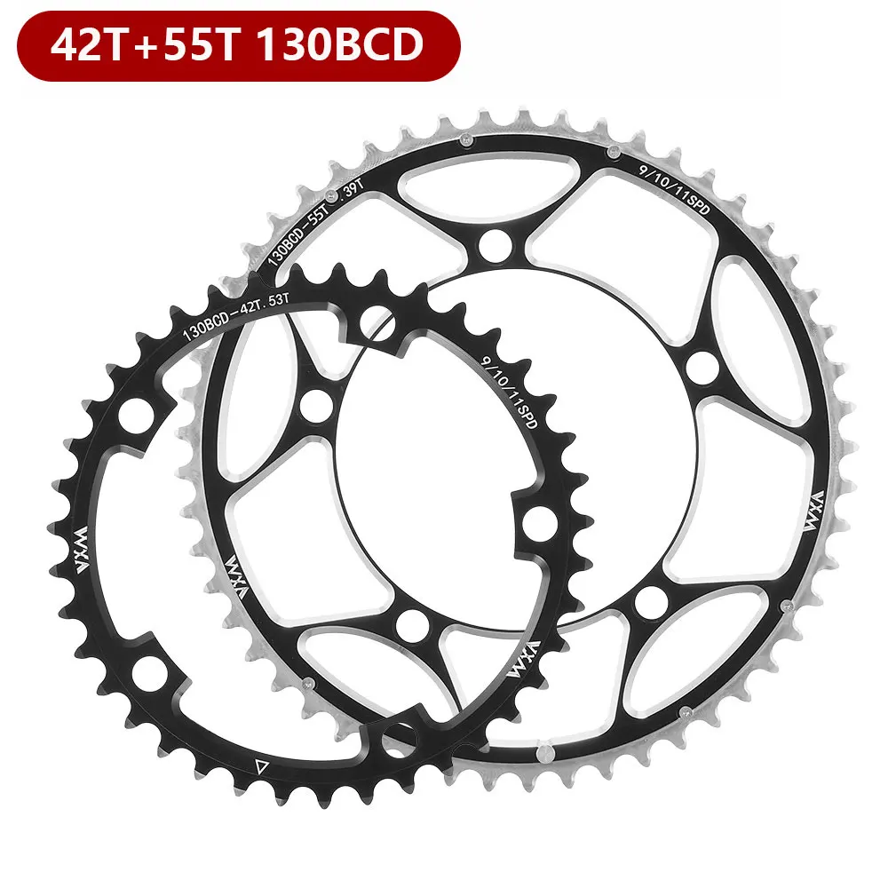 VXM Bicycle Double Chainring 130BCD 39T 53T 42T 55T 46T 56T Road Bike Crankset Riding Disc Aluminum Chainwheel Folding Bike Disc