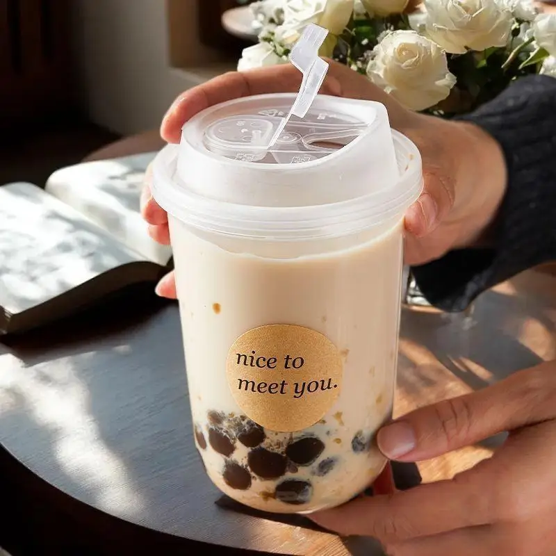 10pcs Transparent Coffee Cups With Lids U-shaped Disposable Cups For Hot Drink Milk Tea Takeaway Beverage CupsHot Sale