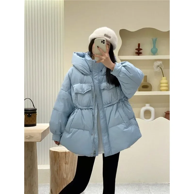 Nuovo inverno latte cheoping con cappuccio in vita piumino lungo da donna piumino d'anatra bianco spesso cappotto allentato anti-stagione marea di alta qualità