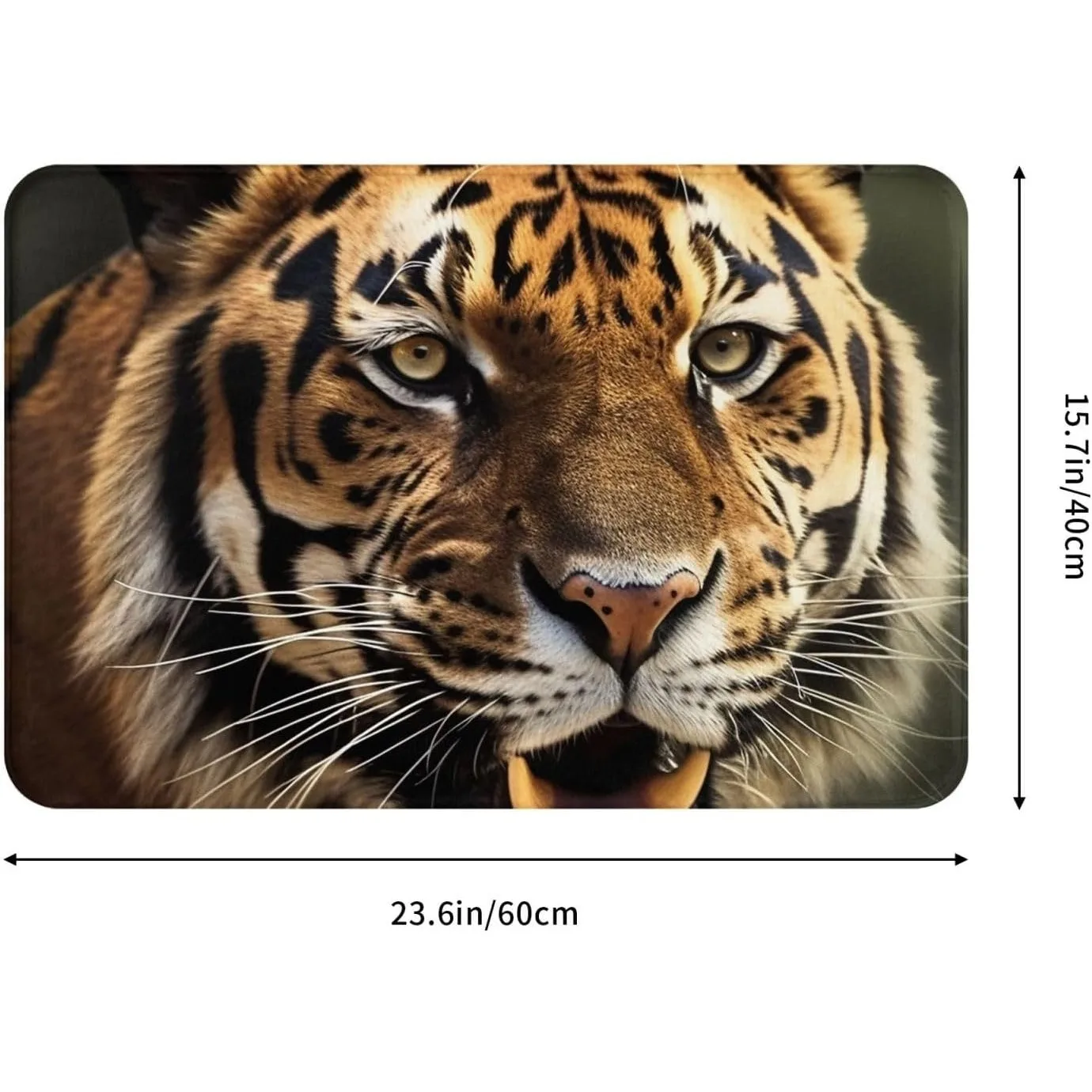 Menacing Tiger Head Realistic Wildlife Print Flannel Floor Mat Home Rug Decor Soft Cozy Entrance Door Mat Large Size