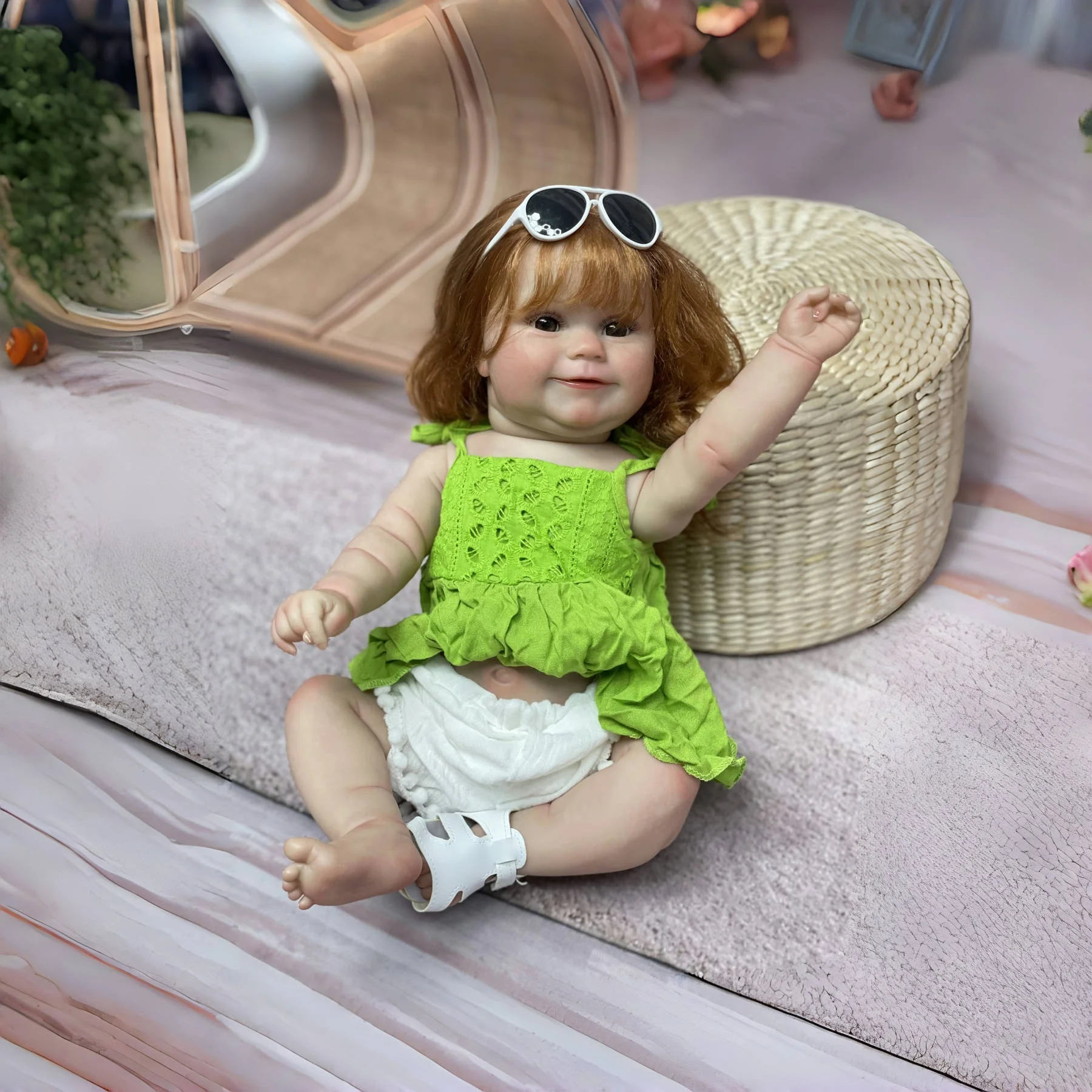 

18-20Inch Washable Maddie Reborn Baby Girl With Roooted Rust Hair Soft Toch Handmade lifelike Real Bebe Reborn muñecas reborn