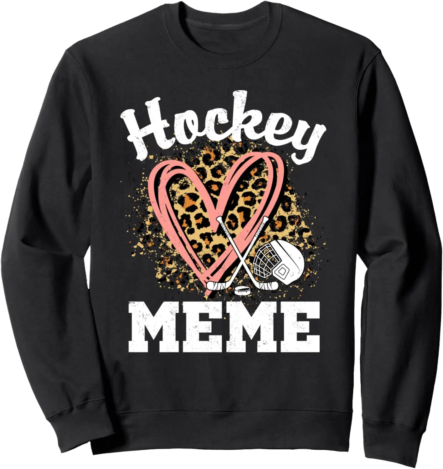 Hockey Meme Leopard Heart Ice Hockey Sweatshirt