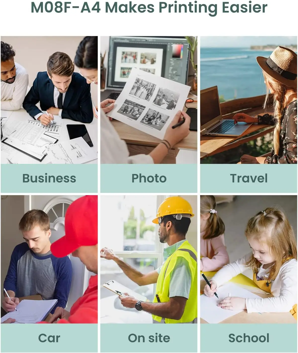 Phomemo M08F เครื่องพิมพ์ไร้สาย A4/กระดาษขนาด Letter แบบพกพาเครื่องพิมพ์ความร้อน 210 มม.พิมพ์เหมาะสําหรับเดินทาง/ทํางาน