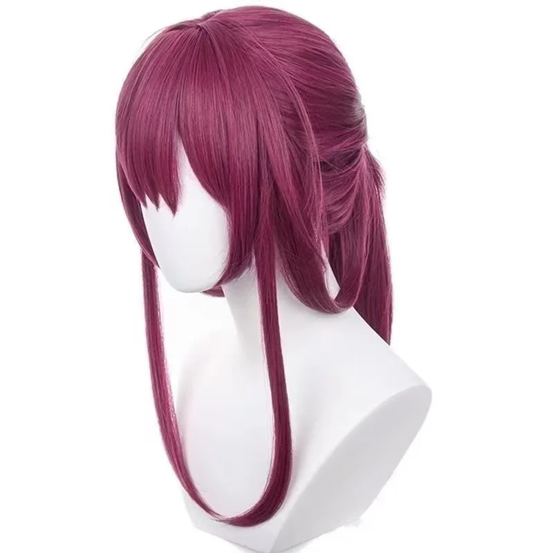 1 buah wig rambut lurus berantakan warna burgundy untuk permainan Star Rail, wig cosplay Kafka