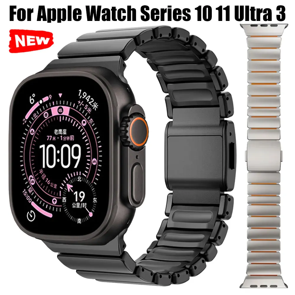Band For Apple Watch Strap 10 11 46mm Titanium Metal Straps Ultra 3 2 1 49mm Bracelet For Iwatch 9 8 7 4 5 44mm 45mm 42mm Correa