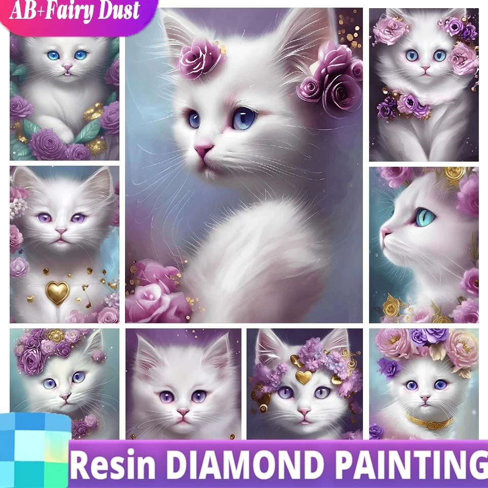 

Смола AB Fairy Dust DIY Cat Series Алмазный рисунок Наборы животных Украшение дома Поделки ручной работы Подарок для офиса Домашняя стена