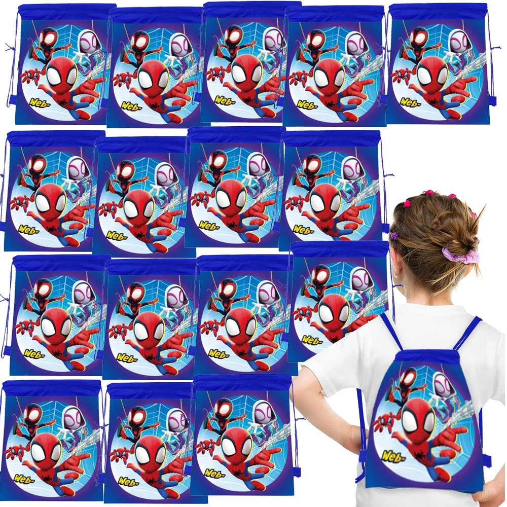 1/4/12Pc Spidey And His Amazing Friends Nonwoven Drawstring SpiderMan Party Gift Bags for Kids Birthday Party Baby Shower Supply