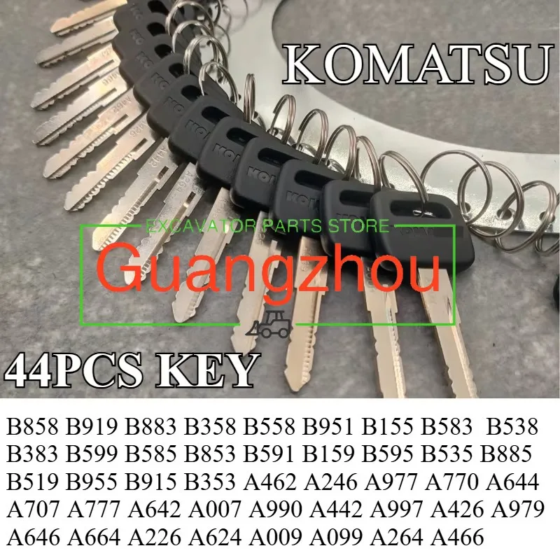 For Komatsu Master Key A/B Series A007 A009 A664 A707 A997 B858 B919 B358 Excavator Loader Dozer Code Key Number Keys 44pcs