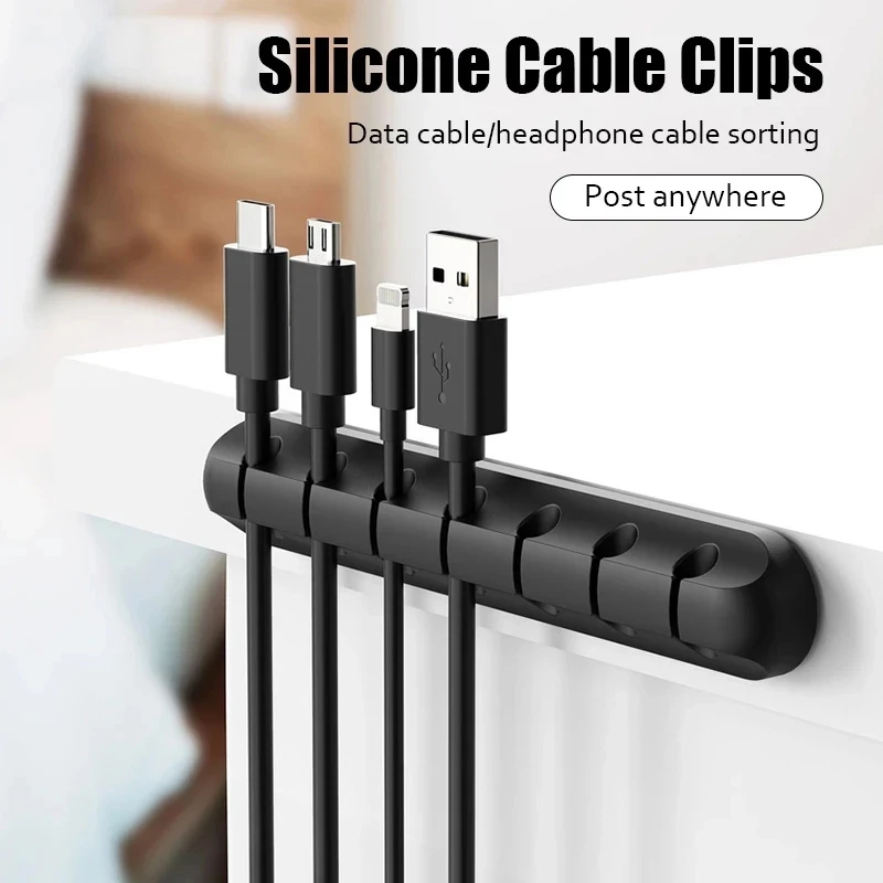 Cable Organzier Silicone Usb Charging Cable Winder Mouse Line Cable Holder Office Desk Arrange Flexible Cable Management Clip